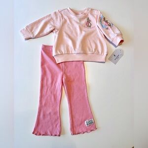 Peter Rabbit Pink Bunny Two-Piece Set With Long Sleeve Top and Pants - Girls 12M